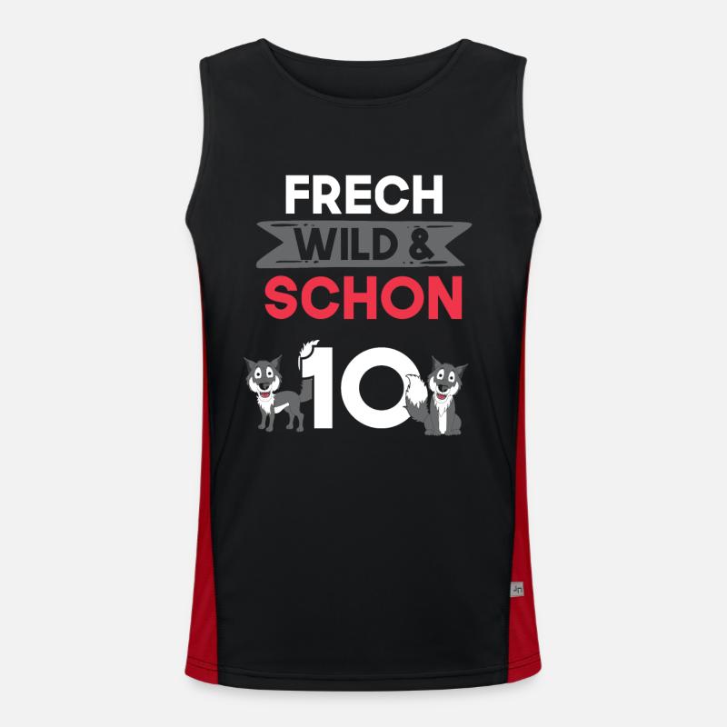 10 Jahre Geburtstag Junge Mädchen Wolf Funktionelles Kontrast-Tank Top für Männer 