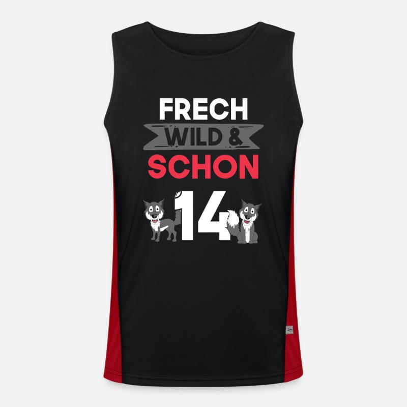 14 Jahre Geburtstag Junge Mädchen Wolf Funktionelles Kontrast-Tank Top für Männer 