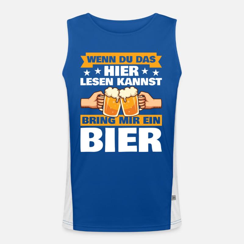 Wenn du das hier lesen kannst Bier Bierspruch Funktionelles Kontrast-Tank Top für Männer 