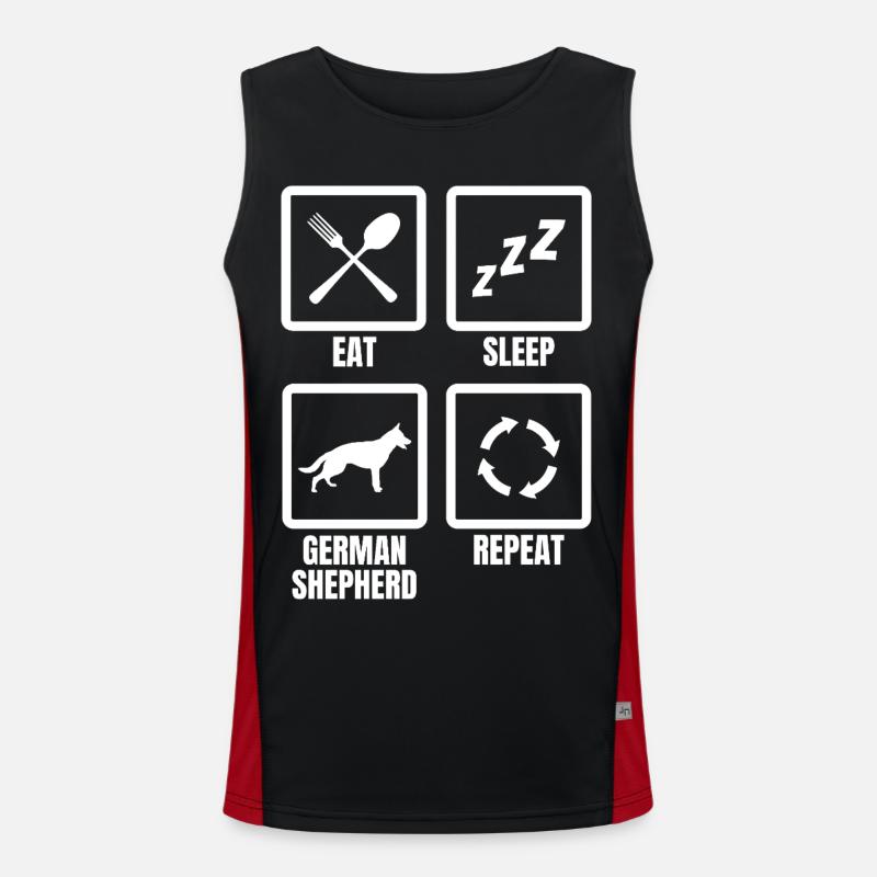 Eat Sleep German Shepherd Repeat - Men's Functional Contrast Tank Top  - black/red