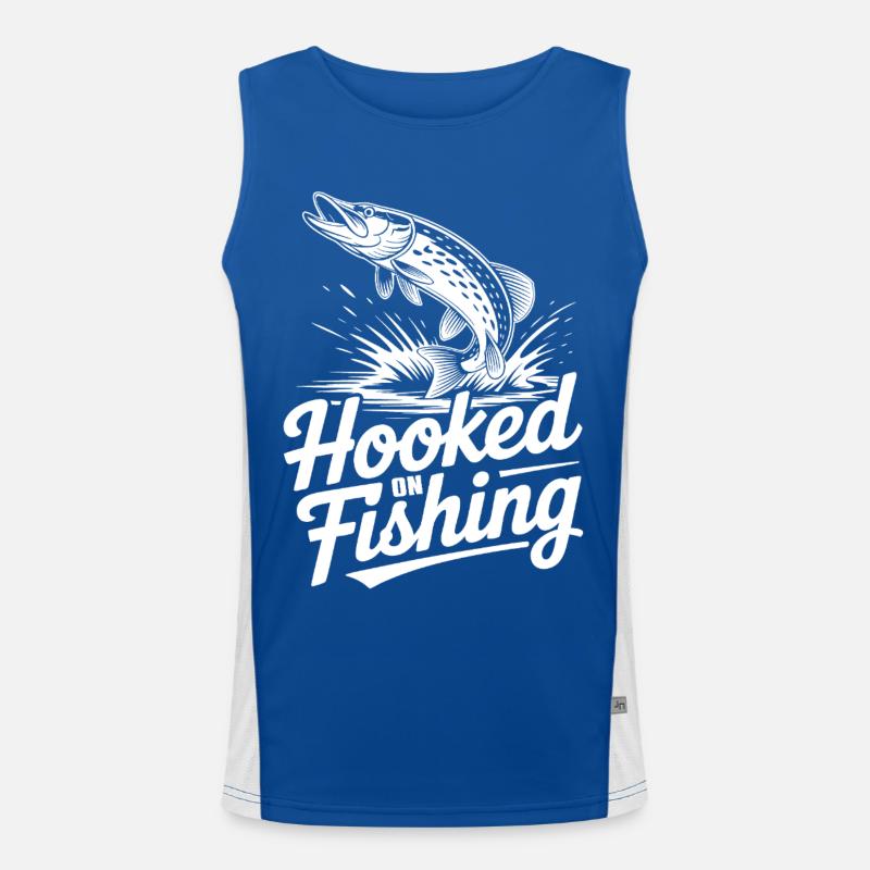 Hooked on Fishing Funktionelles Kontrast-Tank Top für Männer 