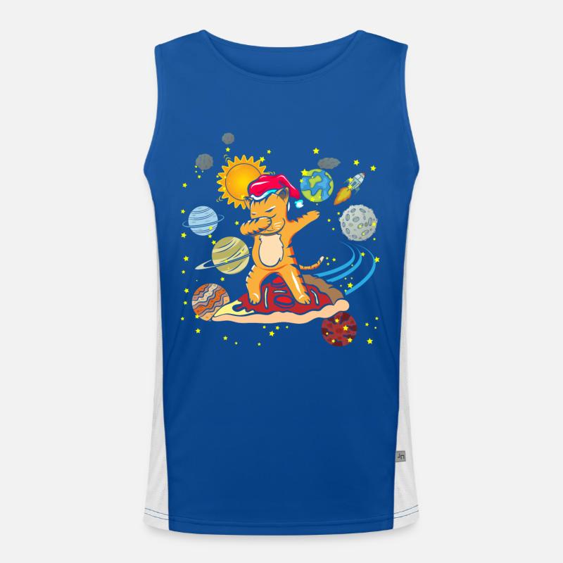 Dabbing cat DAB pizza space gift space Men's Functional Contrast Tank Top 