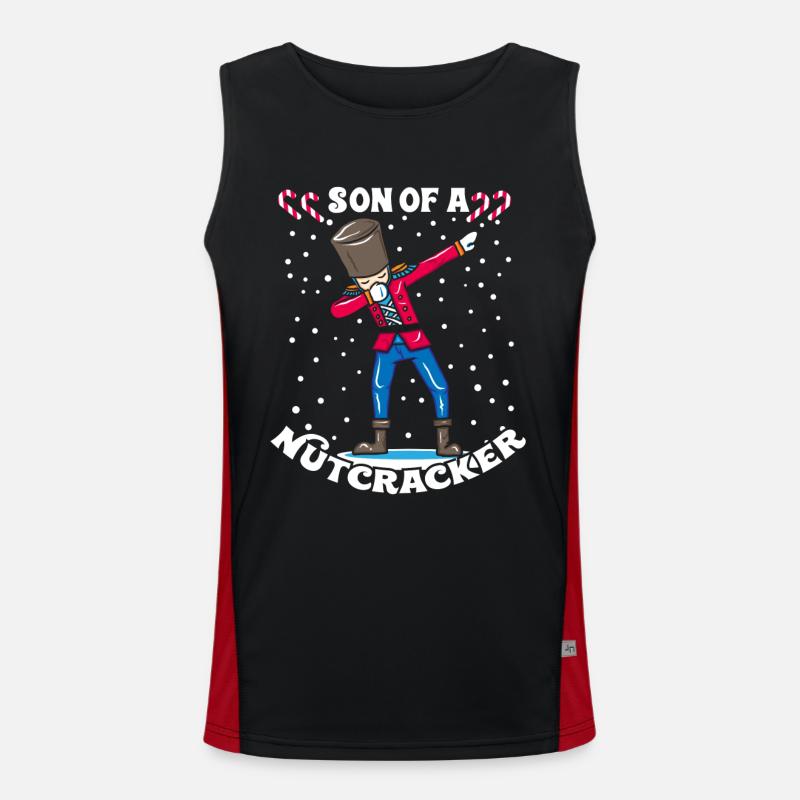 Dabbing Nutcracker Christmas gift DAB - Men's Functional Contrast Tank Top - black/red