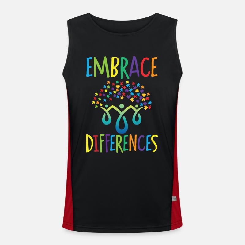 Embrace differences Autisme Handicap Compréhension Débardeur respirant contrasté Homme 