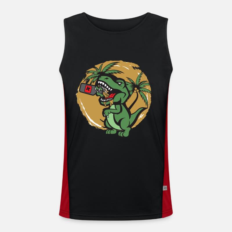 Funny T-Rex alcohol drink beer wine Men's Functional Contrast Tank Top 