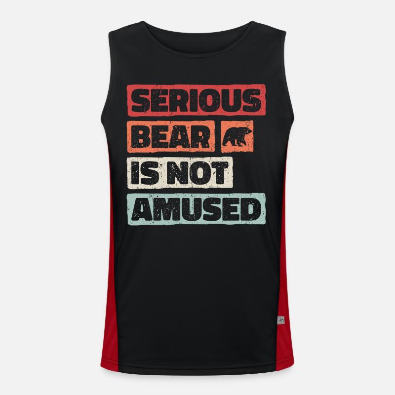 Serious bear is not amused. Kaffee Bär Retro Optik Funktionelles Kontrast-Tank Top für Männer 