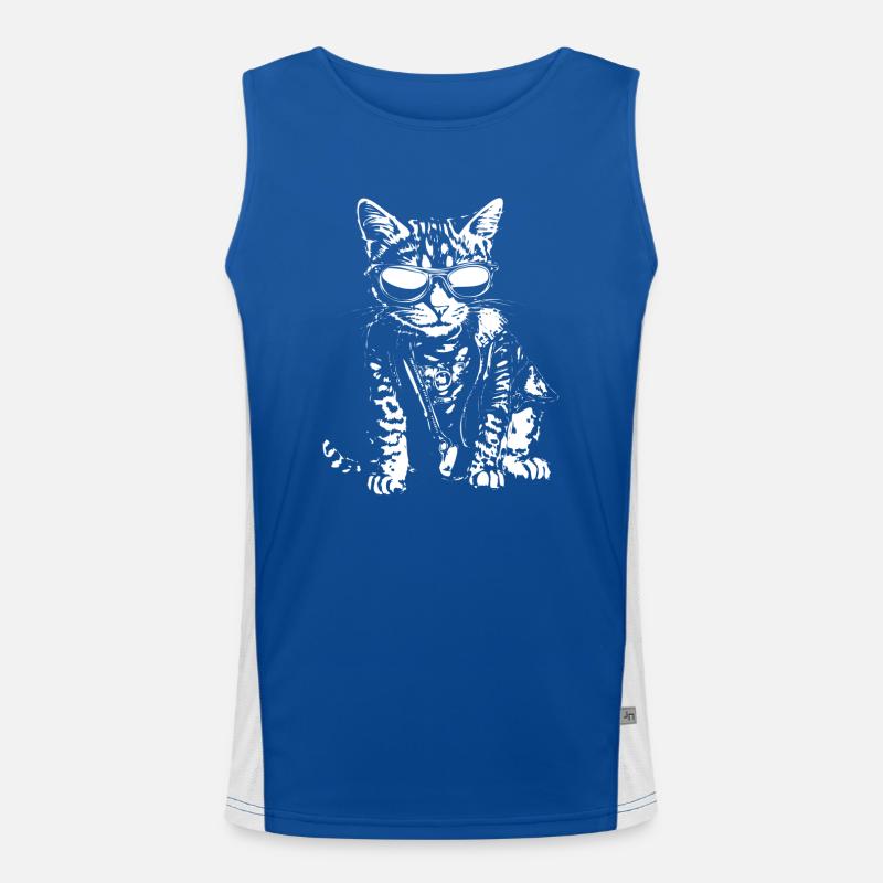 Cat with sunglasses Men's Functional Contrast Tank Top 
