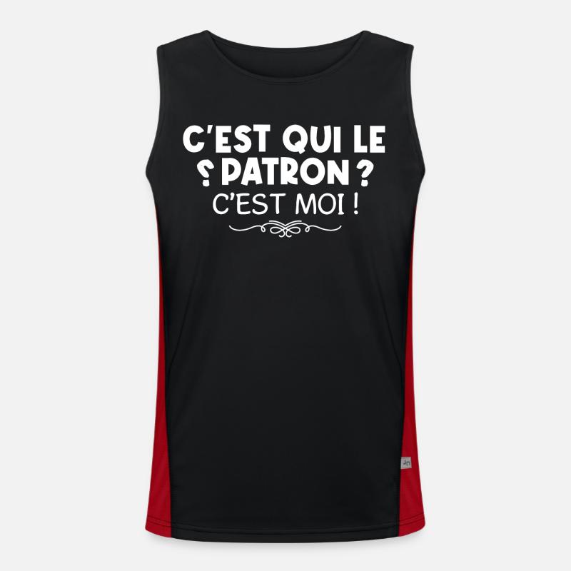 C’est qui le patron ? - c’est moi le patron ! Débardeur respirant contrasté Homme 