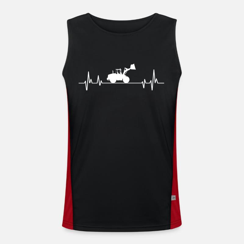 Wheel loader heartbeat loader - Men's Functional Contrast Tank Top  - black/red