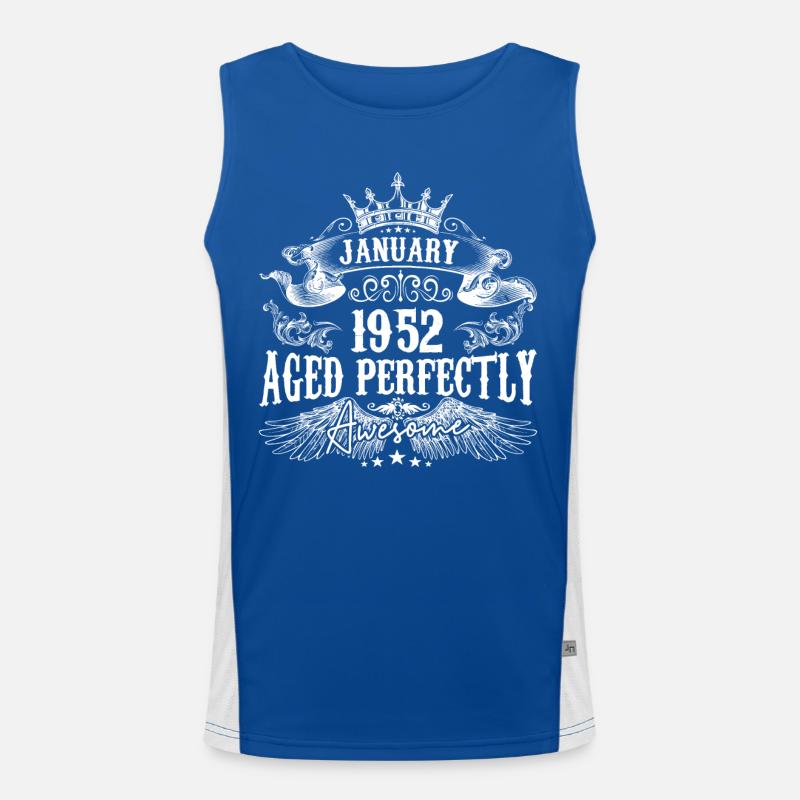1952 | Januar 1952 Geburtstag Perfekt gealtert Funktionelles Kontrast-Tank Top für Männer 
