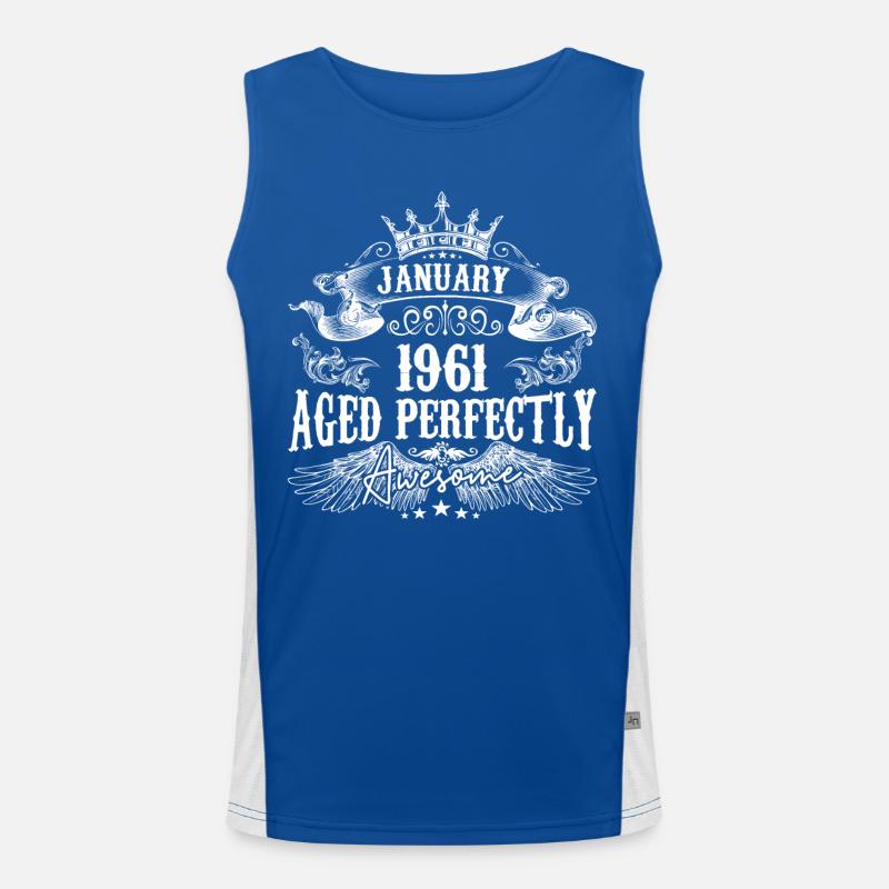 1961 | Januar 1961 Geburtstag Perfekt gealtert Funktionelles Kontrast-Tank Top für Männer 
