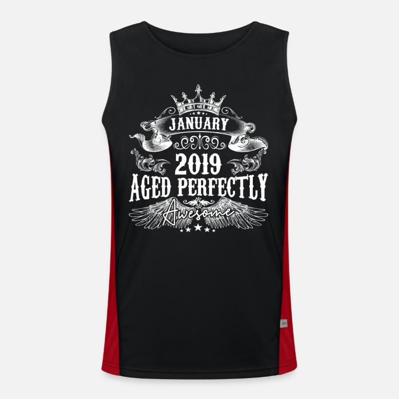 2019 | Januar 2019 Geburtstag Perfekt gealtert Funktionelles Kontrast-Tank Top für Männer 
