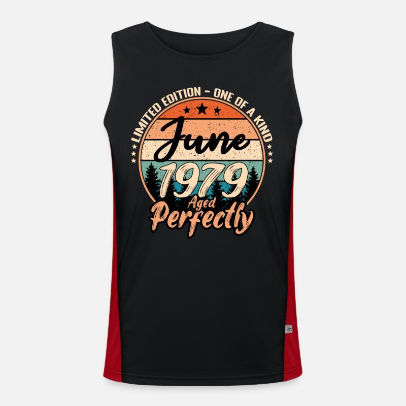 Juni 1979 Jubiläum 1979 Legenden Juni Funktionelles Kontrast-Tank Top für Männer 