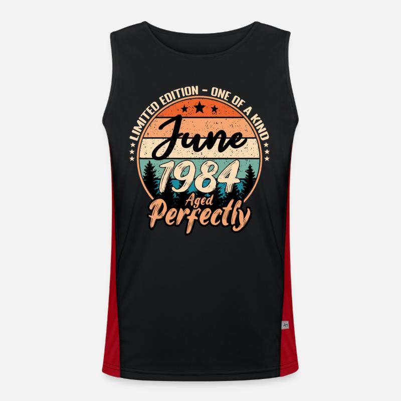 Juni 1984 Jubiläum 1984 Legenden Juni Funktionelles Kontrast-Tank Top für Männer 