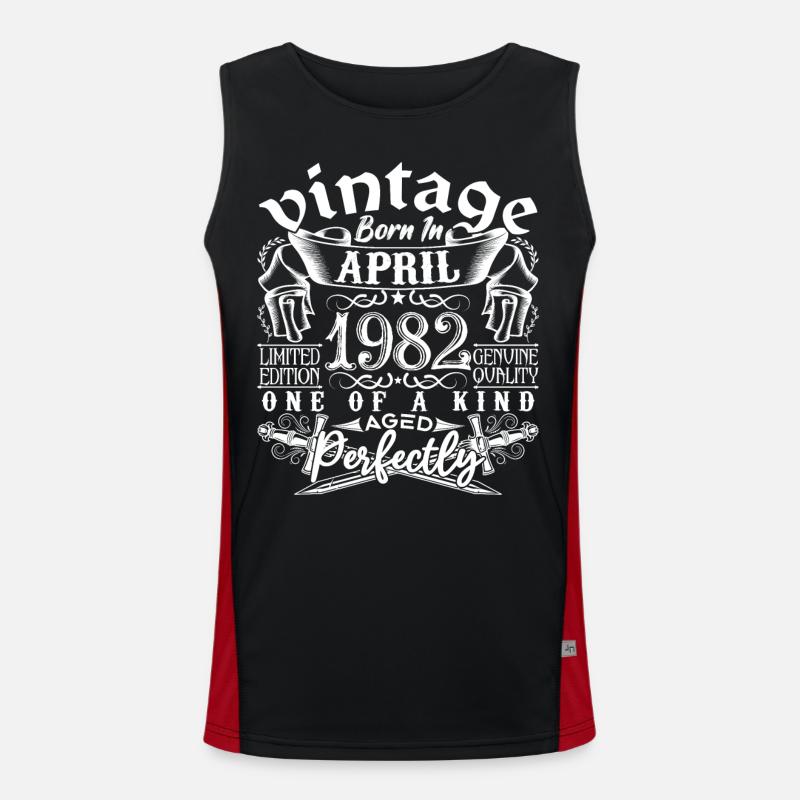 1982 April 1982 Jahrestag April 1982 April Funktionelles Kontrast-Tank Top für Männer 