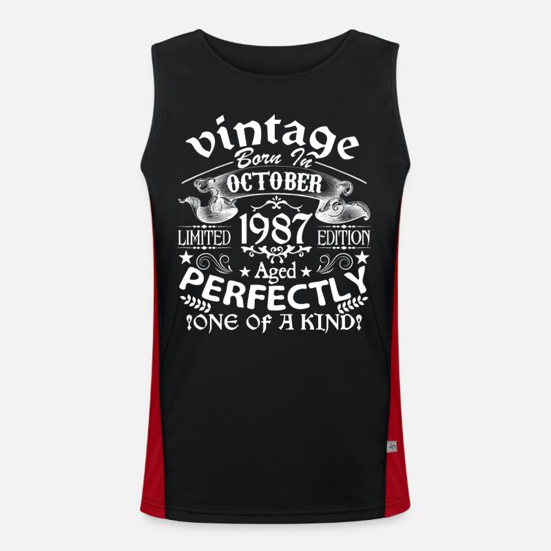 October 1987 | 1987 birthday born in October Men's Functional Contrast Tank Top 
