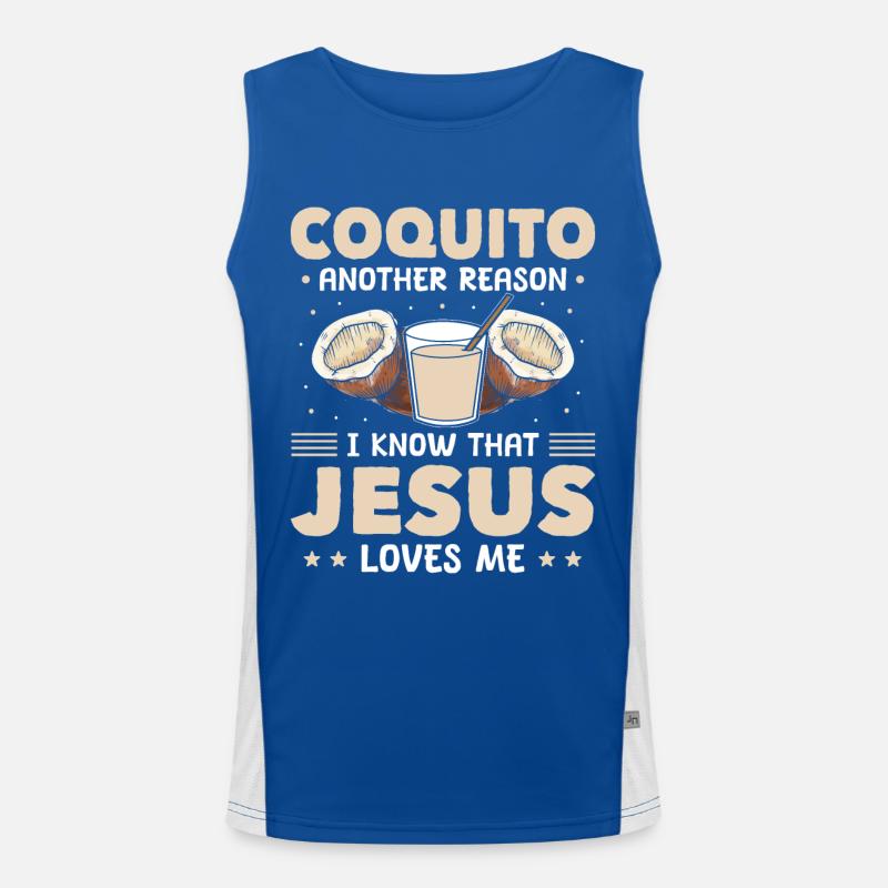 Coquito Another Reason I Know That Jesus Loves Me Men's Functional Contrast Tank Top 