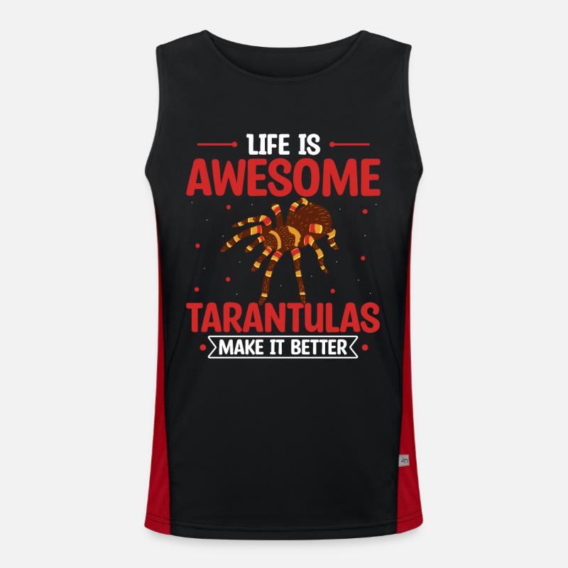 Life Is Awesome Tarantulas Make It Better Funktionelles Kontrast-Tank Top für Männer 