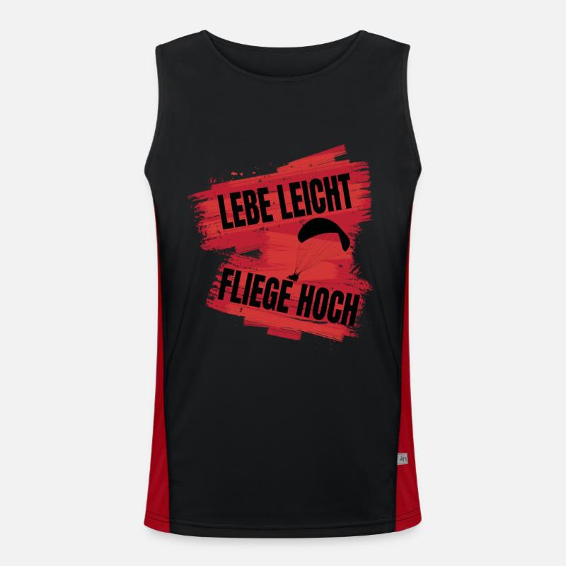 Lebe leicht, fliege hoch - Paragliding Spruch Funktionelles Kontrast-Tank Top für Männer 