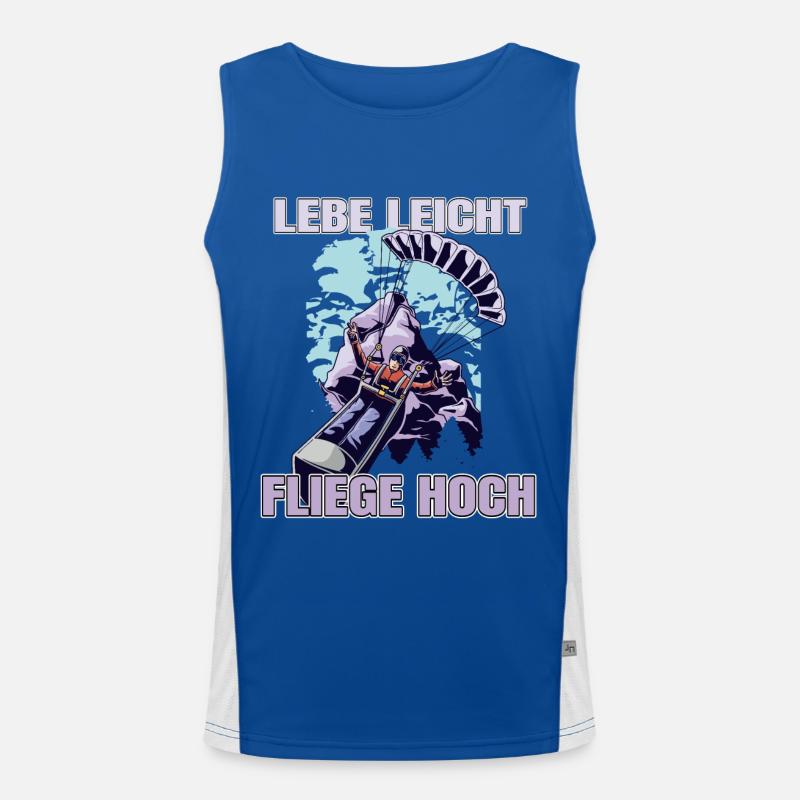 Lebe leicht, fliege hoch - Paragliding Spruch Funktionelles Kontrast-Tank Top für Männer 