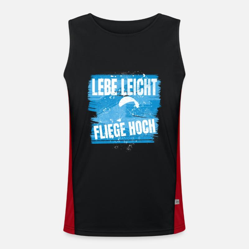 Lebe leicht, fliege hoch - Paragliding Spruch Funktionelles Kontrast-Tank Top für Männer 