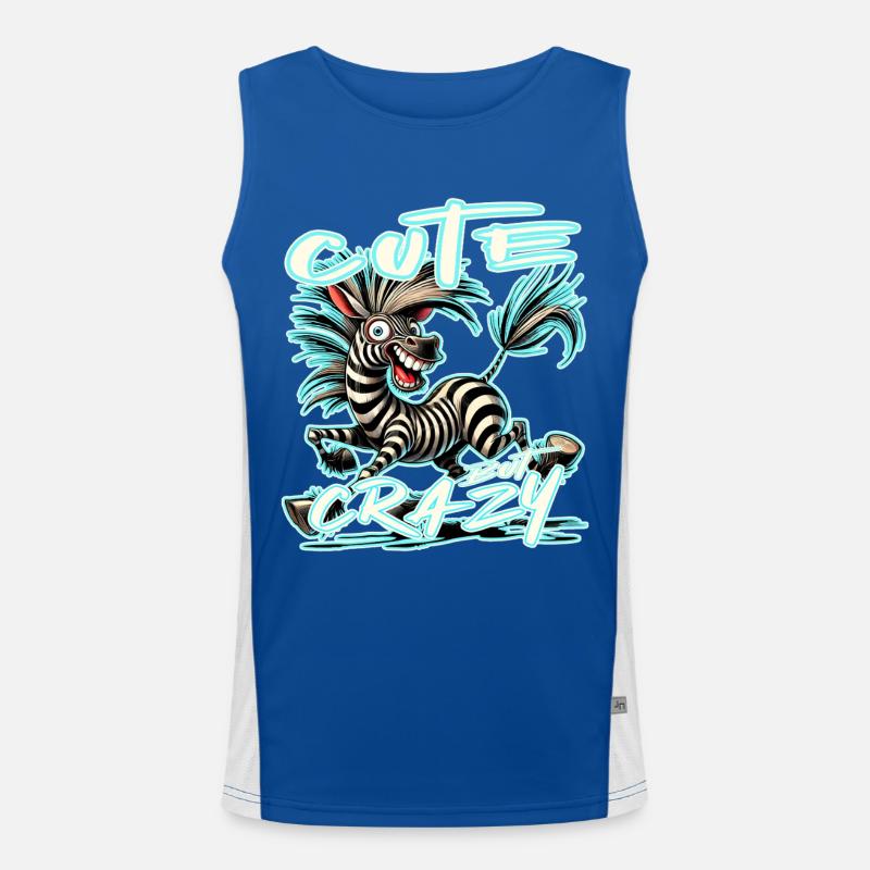 Cute but Crazy Zebra Comic Stil lustiges Motiv Funktionelles Kontrast-Tank Top für Männer 