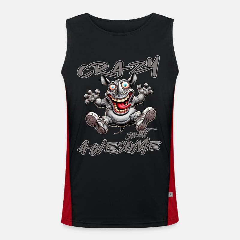 Crazy but Awesome Nashorn Comic Stil Funktionelles Kontrast-Tank Top für Männer 