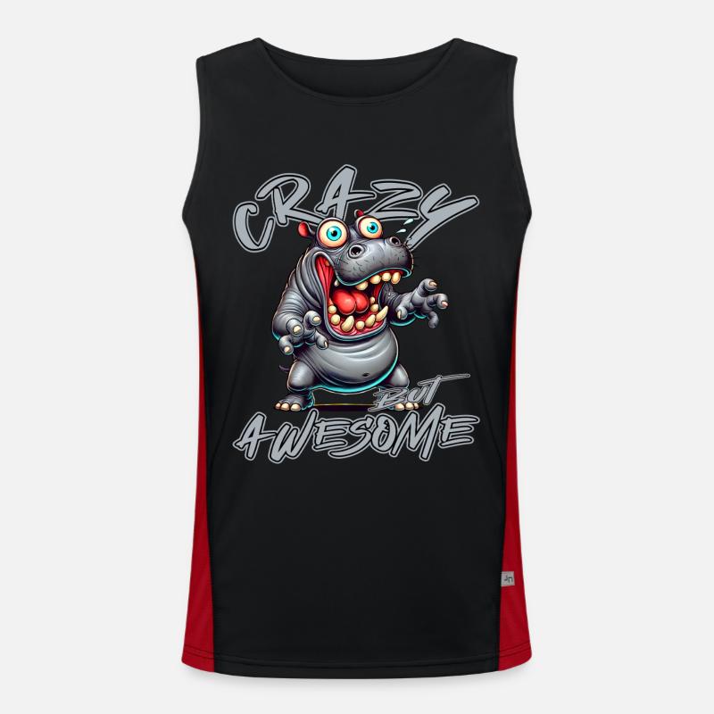 Crazy but Awesome Nilpferd Comic Stil Funktionelles Kontrast-Tank Top für Männer 
