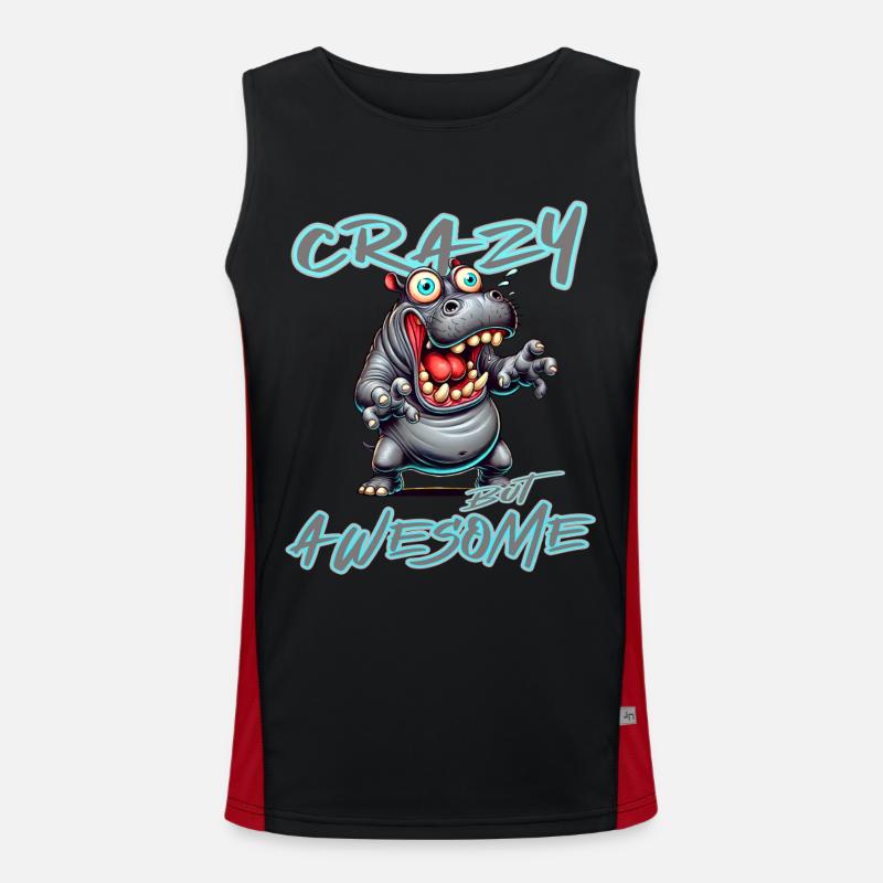 Crazy but Awesome Nilpferd Comic Stil Funktionelles Kontrast-Tank Top für Männer 