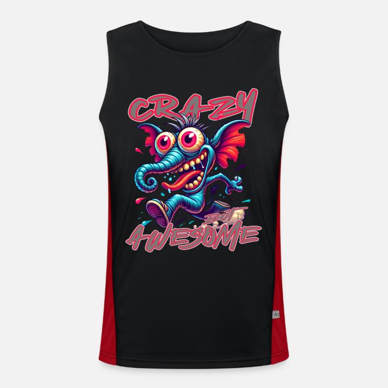 Crazy but Awesome – Elefant Comic Stil Funktionelles Kontrast-Tank Top für Männer 