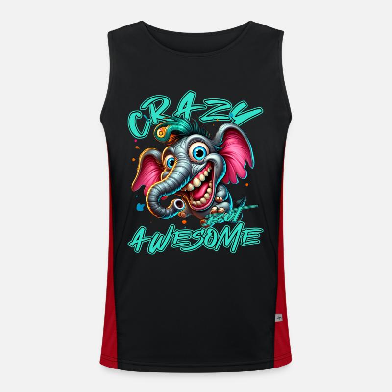 Crazy but Awesome Elefant Comic Stil Funktionelles Kontrast-Tank Top für Männer 