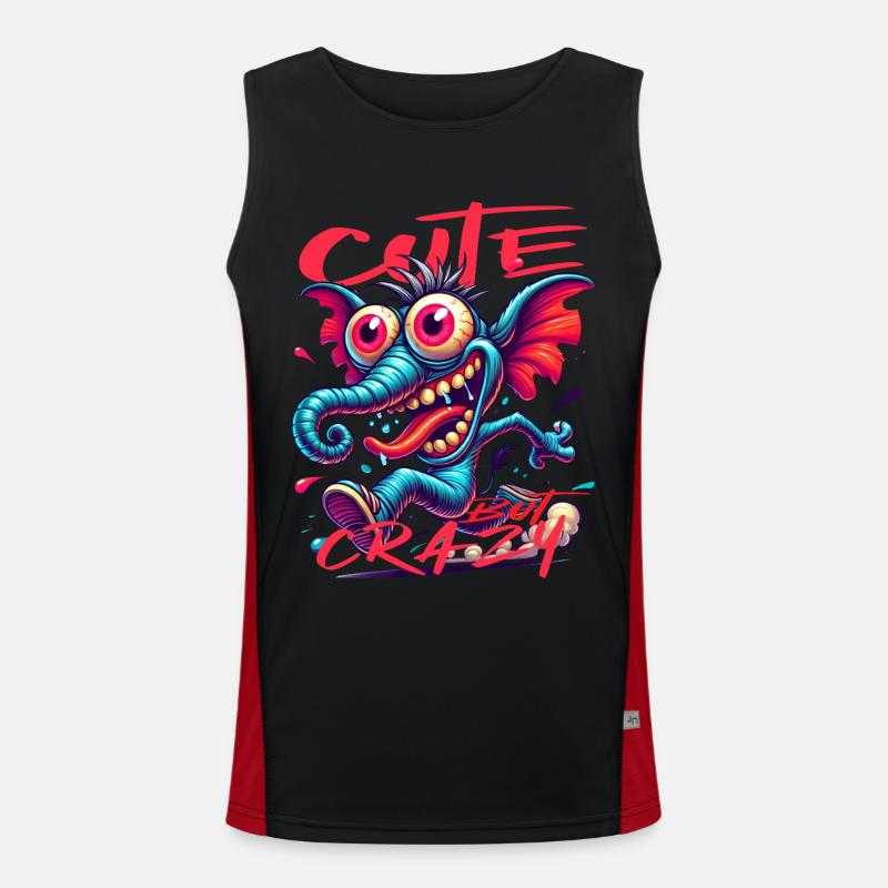 Cute but Crazy Elefant Comic Stil Funktionelles Kontrast-Tank Top für Männer 