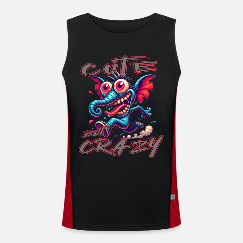 Cute but Crazy Elefant Comic Stil Funktionelles Kontrast-Tank Top für Männer 