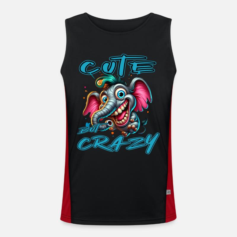 Cute but Crazy Elefant Comic Stil Funktionelles Kontrast-Tank Top für Männer 