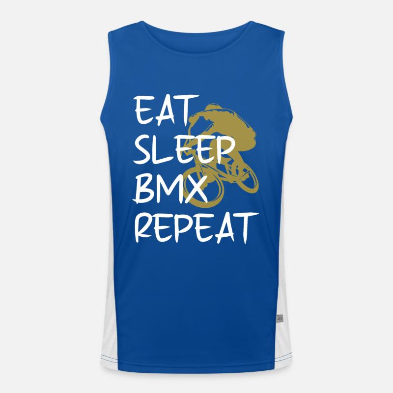 Bmx Kid Good Gift boy | eat sleep bmx repeat Men's Functional Contrast Tank Top 