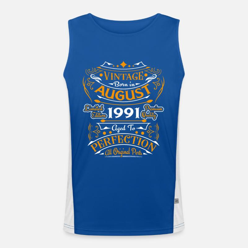 August 1991 Vintage Retro Jubiläum Funktionelles Kontrast-Tank Top für Männer 