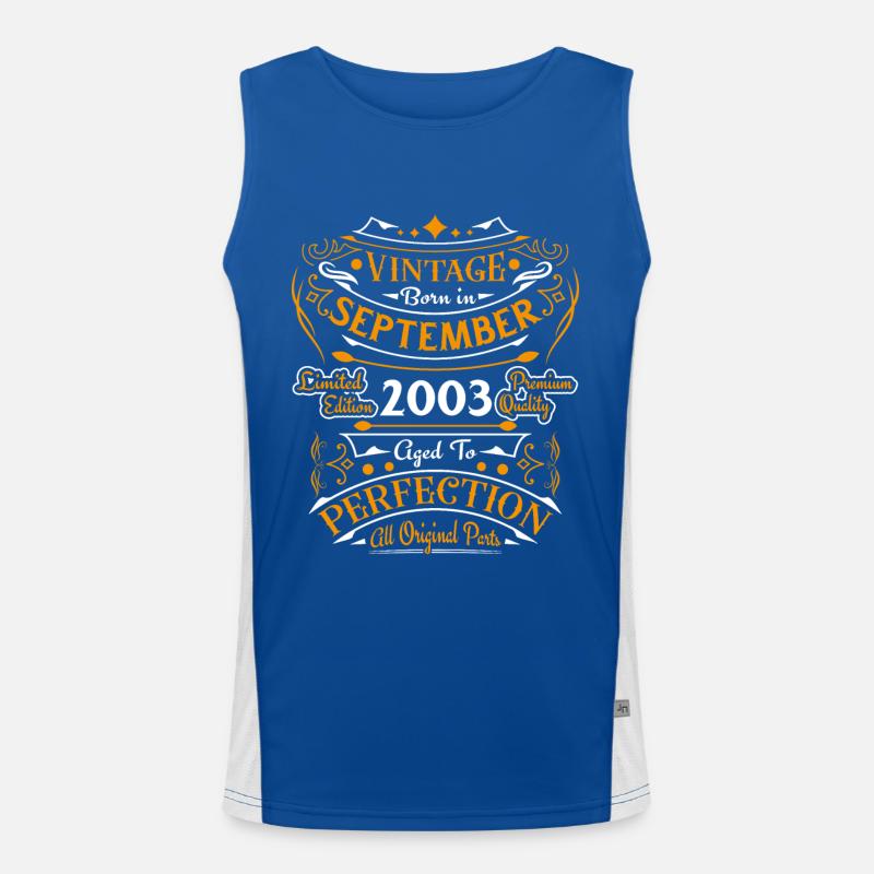 Vintage September 2003 Retro Geburtstagsgeschenk Funktionelles Kontrast-Tank Top für Männer 