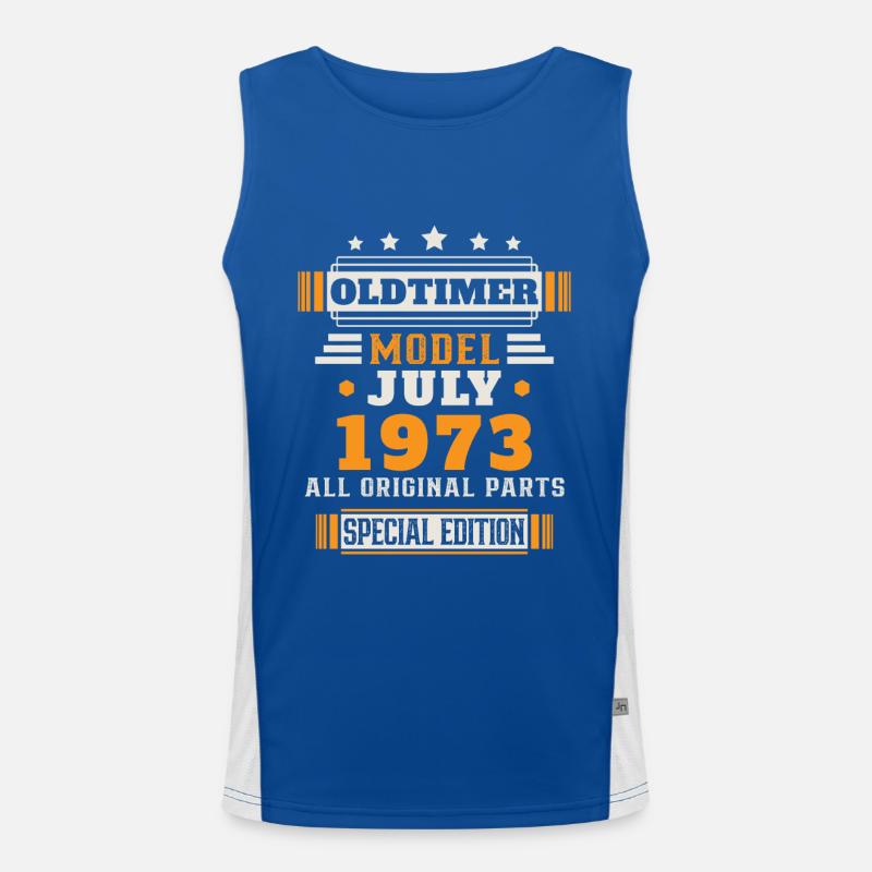 Oldtimer Juli 1973 Geburtstag Geschenk Funktionelles Kontrast-Tank Top für Männer 