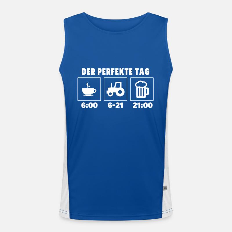 Der perfekte Tag eines Landwirts Funktionelles Kontrast-Tank Top für Männer 