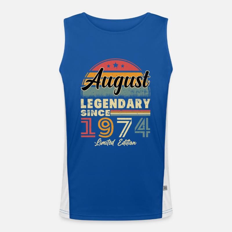 August 1974 Vintage Retro Geburtstagsgeschenk Funktionelles Kontrast-Tank Top für Männer 