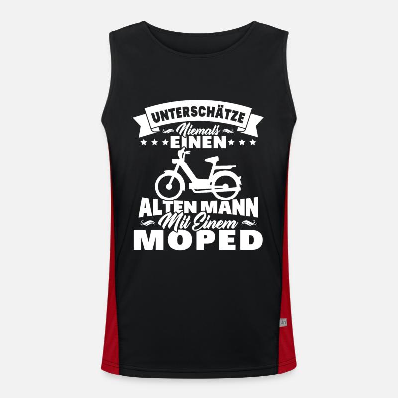 Alten mann mit einem Moped Funktionelles Kontrast-Tank Top für Männer 