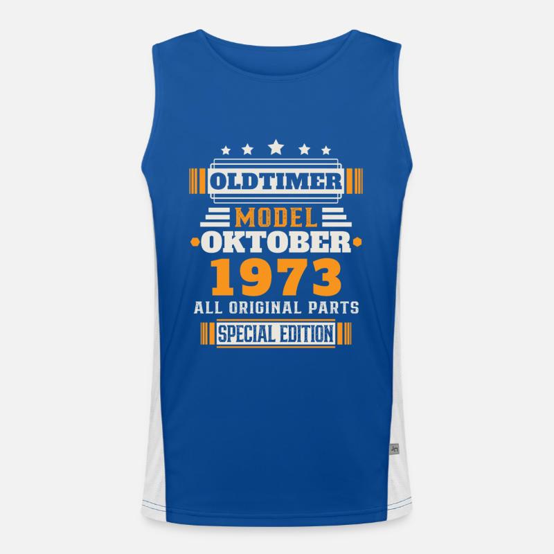 Oldtimer Oktober 1973 Geburtstag Geschenk Funktionelles Kontrast-Tank Top für Männer 