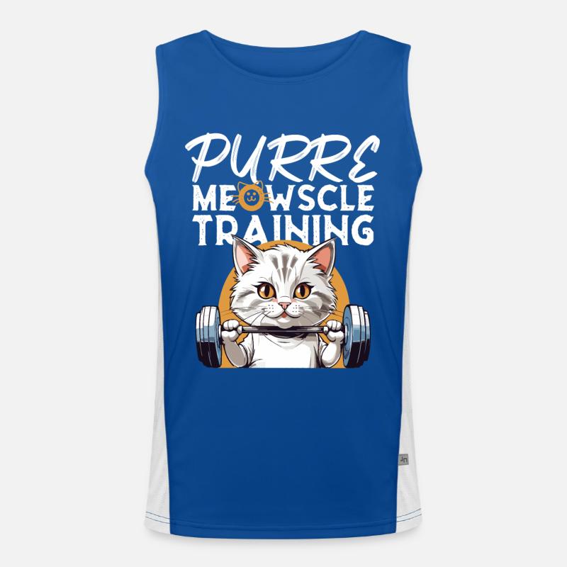 Plaisir de la musculation pour chat « Purre Meowscle Training » Débardeur respirant contrasté Homme 