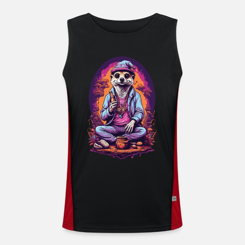 Psychedelic Erdmännchen Art Goa Design Funktionelles Kontrast-Tank Top für Männer 