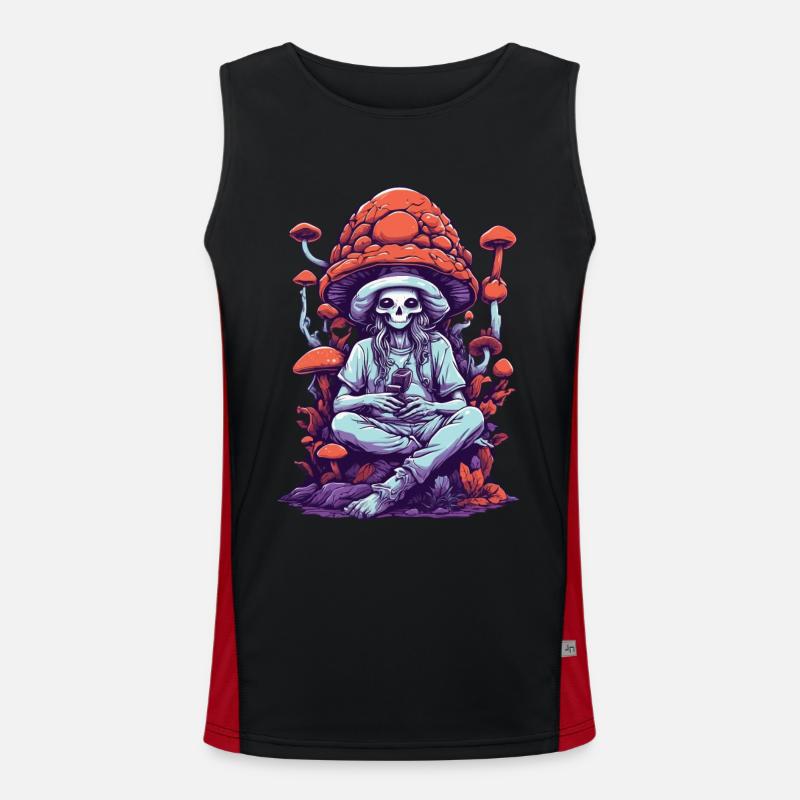 Lebendige Farben Wald Pilze Psychedelic Art Funktionelles Kontrast-Tank Top für Männer 
