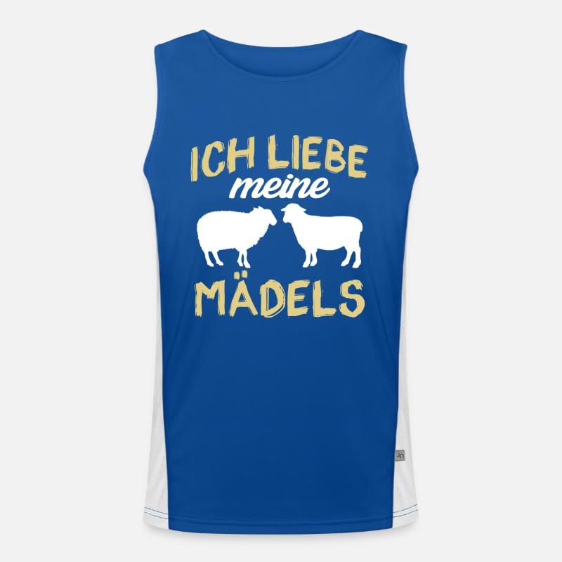 Ich liebe meine mädels schafe Funktionelles Kontrast-Tank Top für Männer 