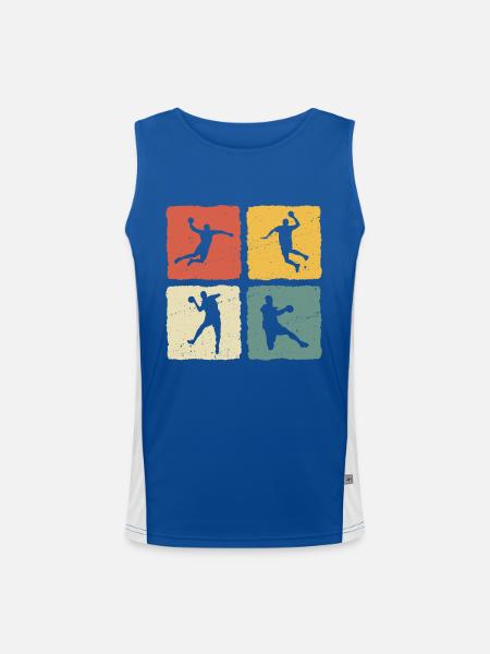 Handball Player Retro T-Shirt Handball - Men's Functional Contrast Tank Top  - royal/white - Front
