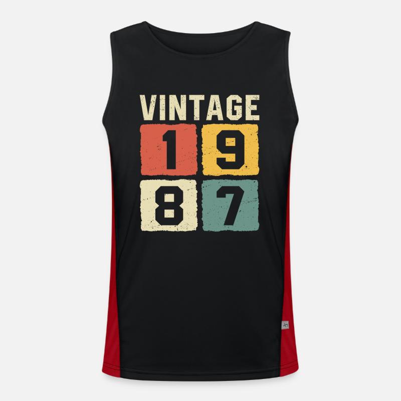 Vintage 1987 Geboren 1987 Funktionelles Kontrast-Tank Top für Männer 