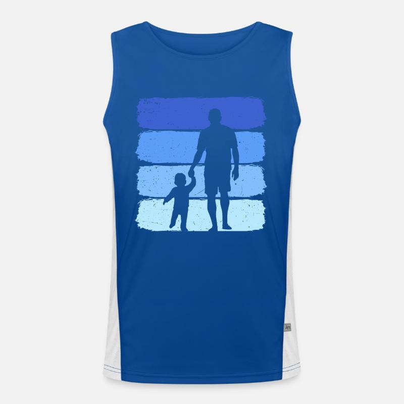 Father with son retro dad and son Men's Functional Contrast Tank Top 