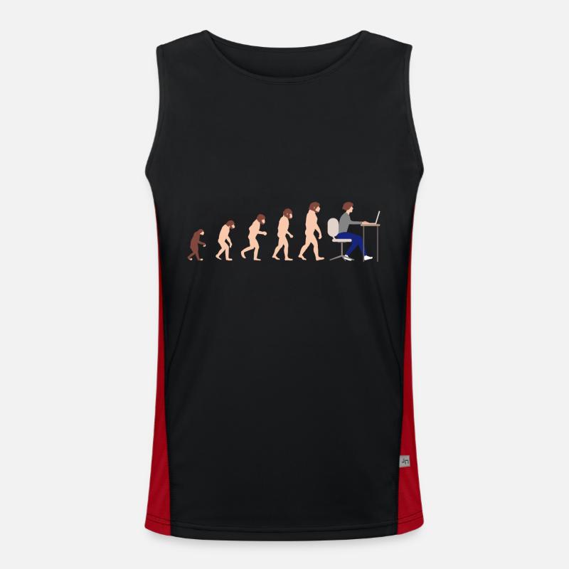 Evolution Entwickler Programmierer Lustiges Gift - Funktionelles Kontrast-Tank Top für Männer  - Schwarz/Rot